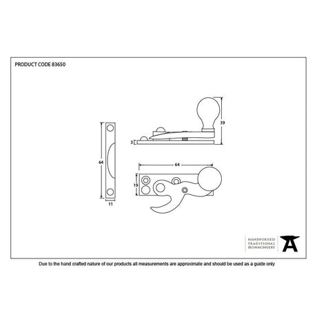 This is an image showing From The Anvil - Beeswax Sash Hook Fastener available from T.H Wiggans Architectural Ironmongery in Kendal, quick delivery and discounted prices