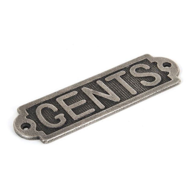 This is an image of From The Anvil - Antique Pewter Gents Sign available to order from T.H Wiggans Architectural Ironmongery in Kendal, quick delivery and discounted prices.