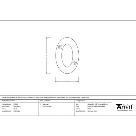This is an image showing From The Anvil - Black Numeral 0 available from trade door handles, quick delivery and discounted prices