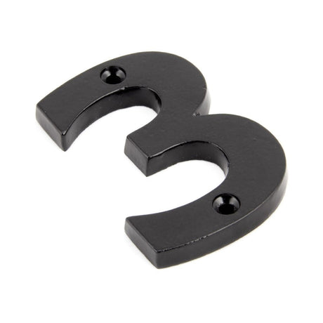 This is an image of From The Anvil - Black Numeral 3 available to order from T.H Wiggans Architectural Ironmongery in Kendal, quick delivery and discounted prices.
