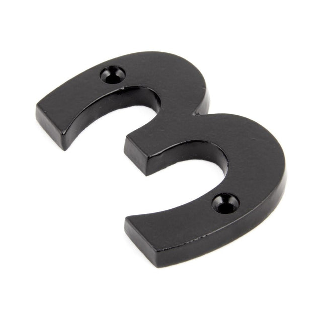 This is an image of From The Anvil - Black Numeral 3 available to order from T.H Wiggans Architectural Ironmongery in Kendal, quick delivery and discounted prices.