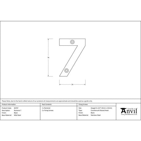 This is an image showing From The Anvil - Black Numeral 7 available from trade door handles, quick delivery and discounted prices