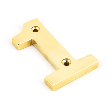 This is an image of From The Anvil - Polished Brass Numeral 1 available to order from T.H Wiggans Architectural Ironmongery in Kendal, quick delivery and discounted prices.