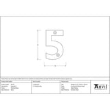 This is an image showing From The Anvil - Polished Brass Numeral 5 available from trade door handles, quick delivery and discounted prices