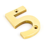 This is an image of From The Anvil - Polished Brass Numeral 5 available to order from T.H Wiggans Architectural Ironmongery in Kendal, quick delivery and discounted prices.
