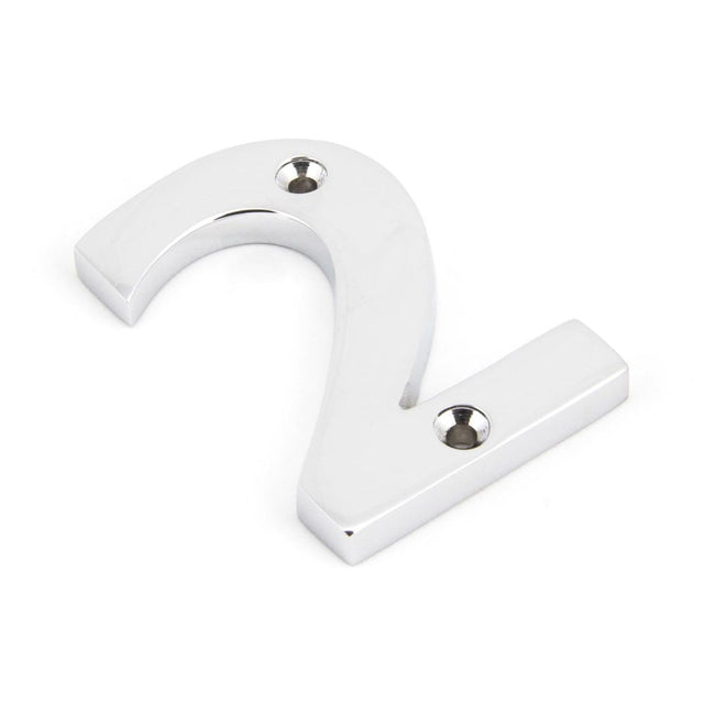 This is an image of From The Anvil - Polished Chrome Numeral 2 available to order from T.H Wiggans Architectural Ironmongery in Kendal, quick delivery and discounted prices.
