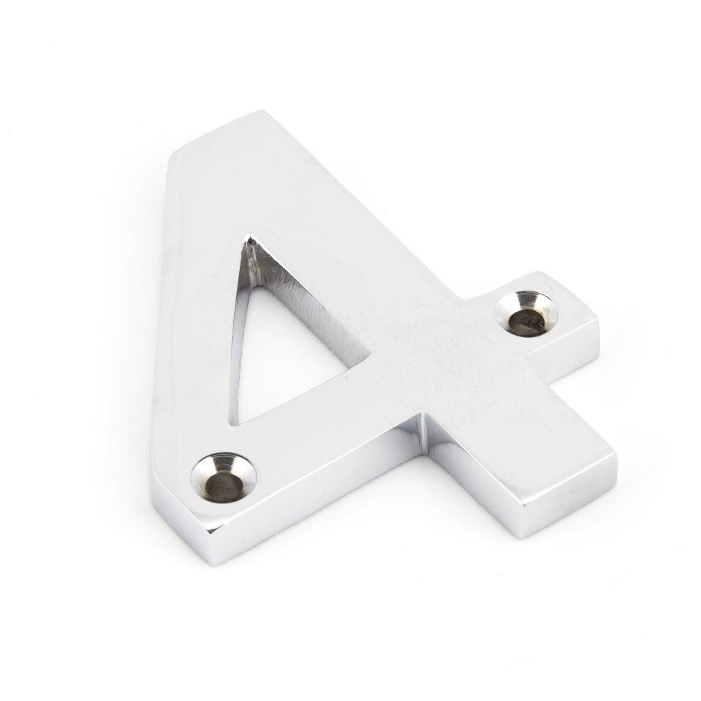 This is an image of From The Anvil - Polished Chrome Numeral 4 available to order from T.H Wiggans Architectural Ironmongery in Kendal, quick delivery and discounted prices.