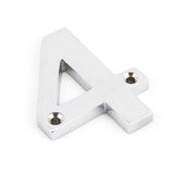 This is an image of From The Anvil - Polished Chrome Numeral 4 available to order from T.H Wiggans Architectural Ironmongery in Kendal, quick delivery and discounted prices.