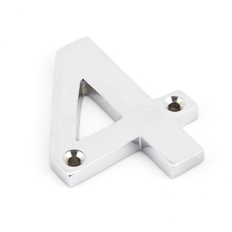 This is an image of From The Anvil - Polished Chrome Numeral 4 available to order from T.H Wiggans Architectural Ironmongery in Kendal, quick delivery and discounted prices.