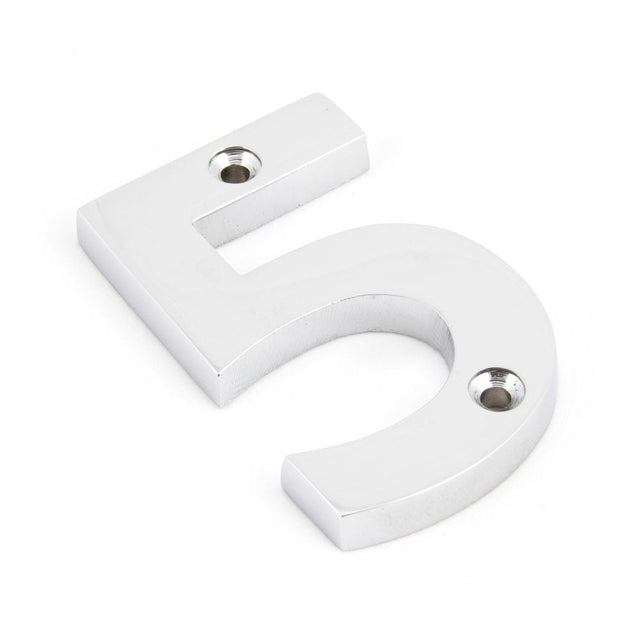 This is an image of From The Anvil - Polished Chrome Numeral 5 available to order from T.H Wiggans Architectural Ironmongery in Kendal, quick delivery and discounted prices.