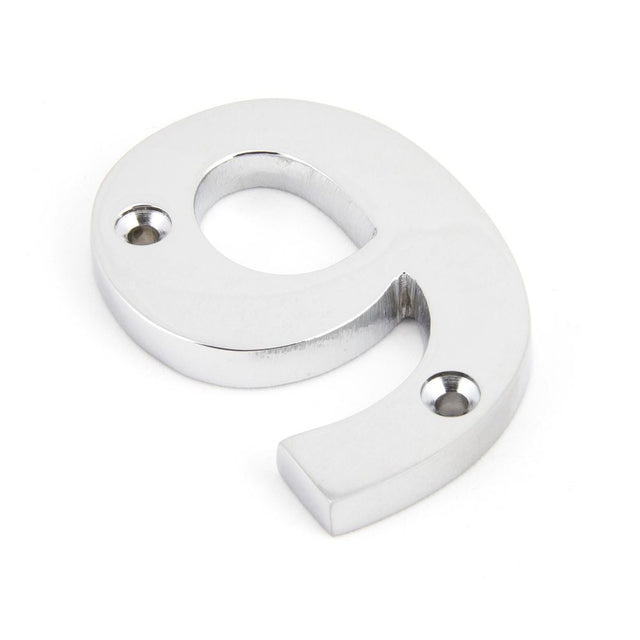 This is an image of From The Anvil - Polished Chrome Numeral 9 available to order from T.H Wiggans Architectural Ironmongery in Kendal, quick delivery and discounted prices.