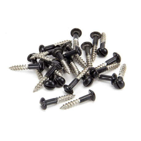 This is an image showing From The Anvil - Black SS 3.5 x 20 Roundhead Screws (25) available from T.H Wiggans Architectural Ironmongery in Kendal, quick delivery and discounted prices