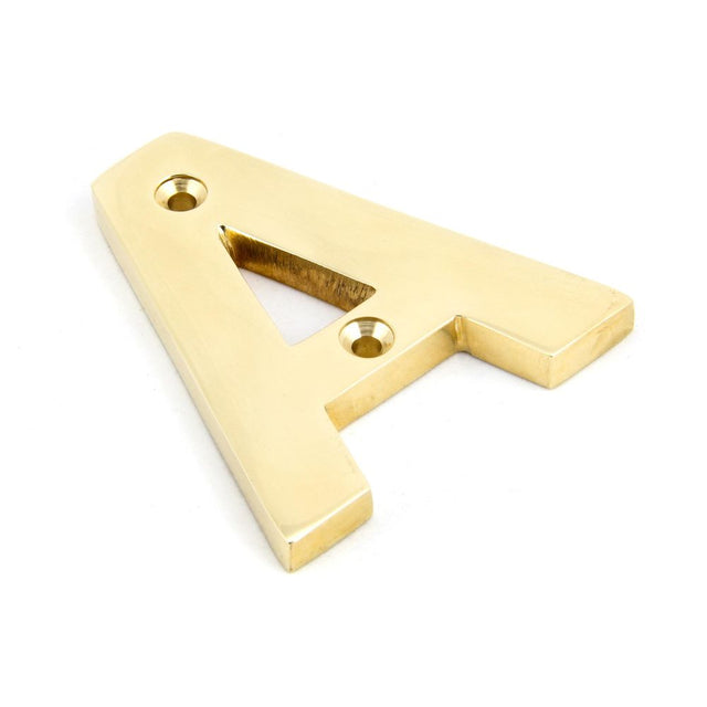 This is an image of From The Anvil - Polished Brass Letter A available to order from T.H Wiggans Architectural Ironmongery in Kendal, quick delivery and discounted prices.