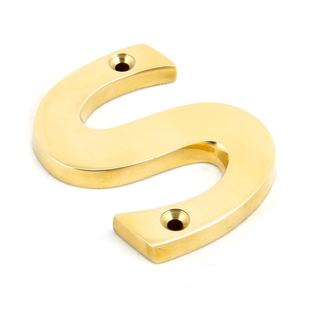 This is an image of From The Anvil - Polished Brass Letter S available to order from T.H Wiggans Architectural Ironmongery in Kendal, quick delivery and discounted prices.