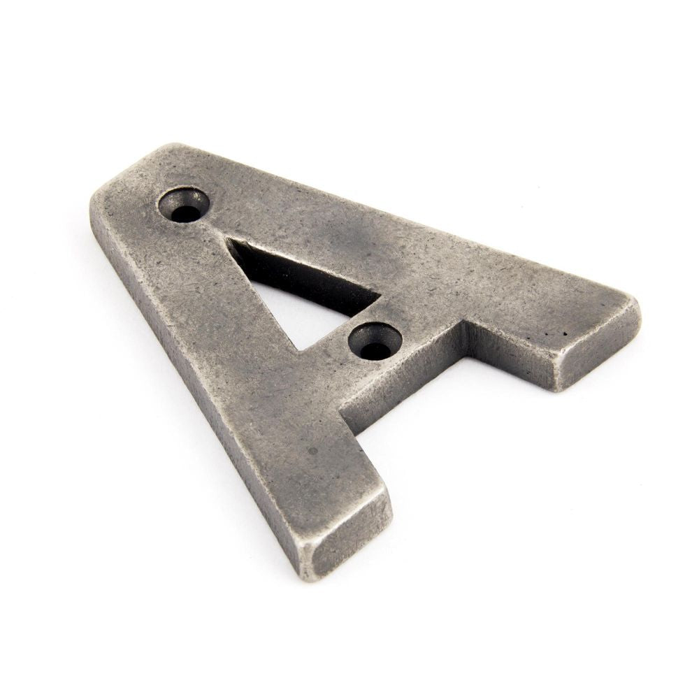 This is an image of From The Anvil - Antique Pewter Letter A available to order from T.H Wiggans Architectural Ironmongery in Kendal, quick delivery and discounted prices.