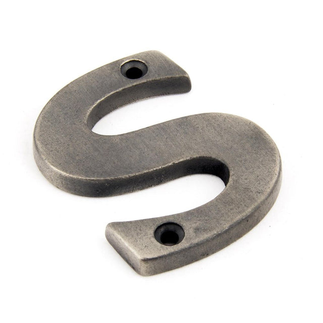 This is an image of From The Anvil - Antique Pewter Letter S available to order from T.H Wiggans Architectural Ironmongery in Kendal, quick delivery and discounted prices.