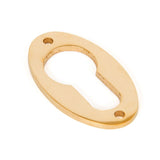 This is an image of From The Anvil - Polished Brass Oval Euro Escutcheon available to order from T.H Wiggans Architectural Ironmongery in Kendal, quick delivery and discounted prices.