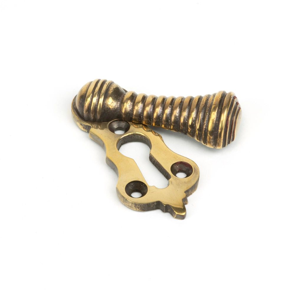 This is an image of From The Anvil - Aged Brass Beehive Escutcheon available to order from T.H Wiggans Architectural Ironmongery in Kendal, quick delivery and discounted prices.