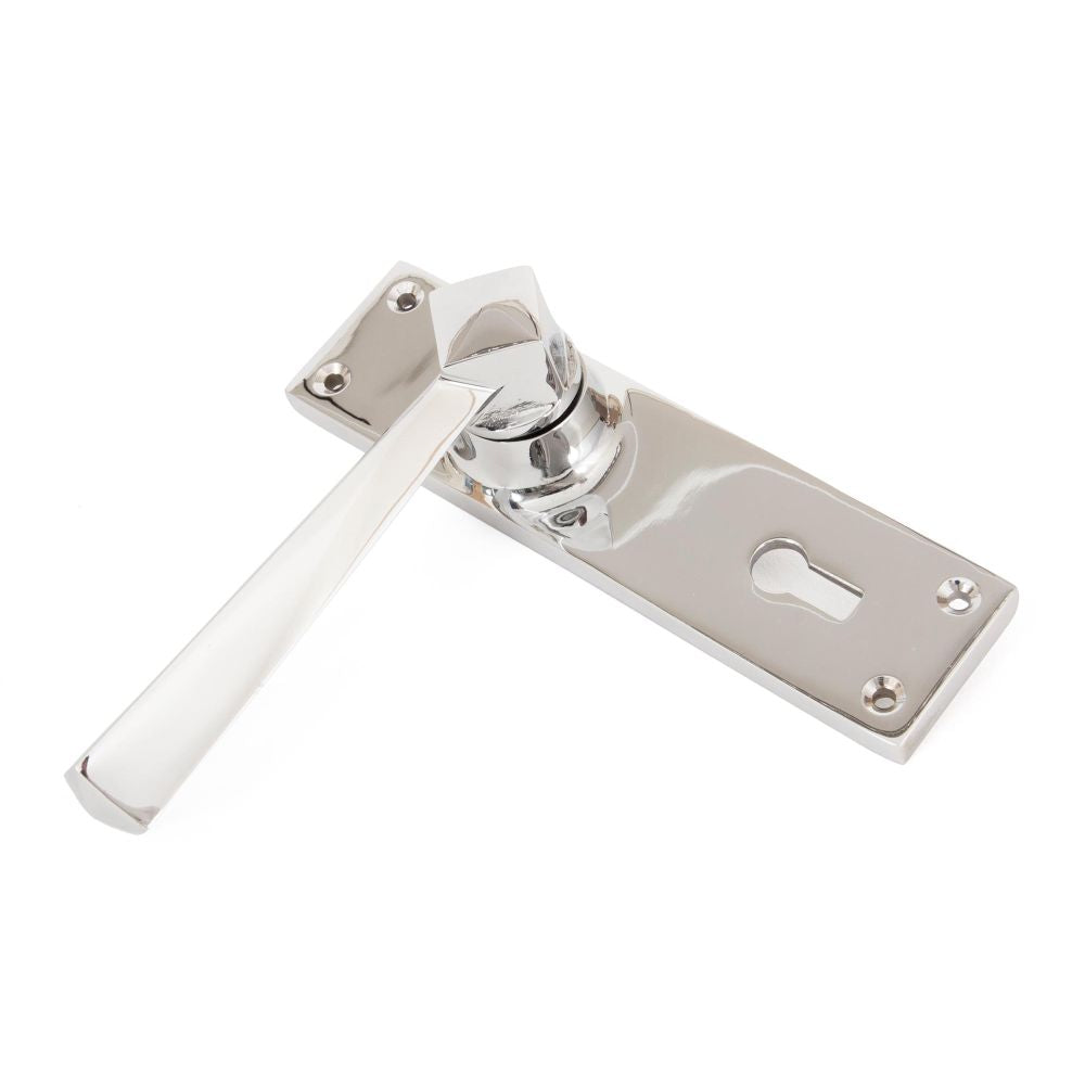 This is an image showing From The Anvil - Polished Chrome Straight Lever Lock Set available from trade door handles, quick delivery and discounted prices