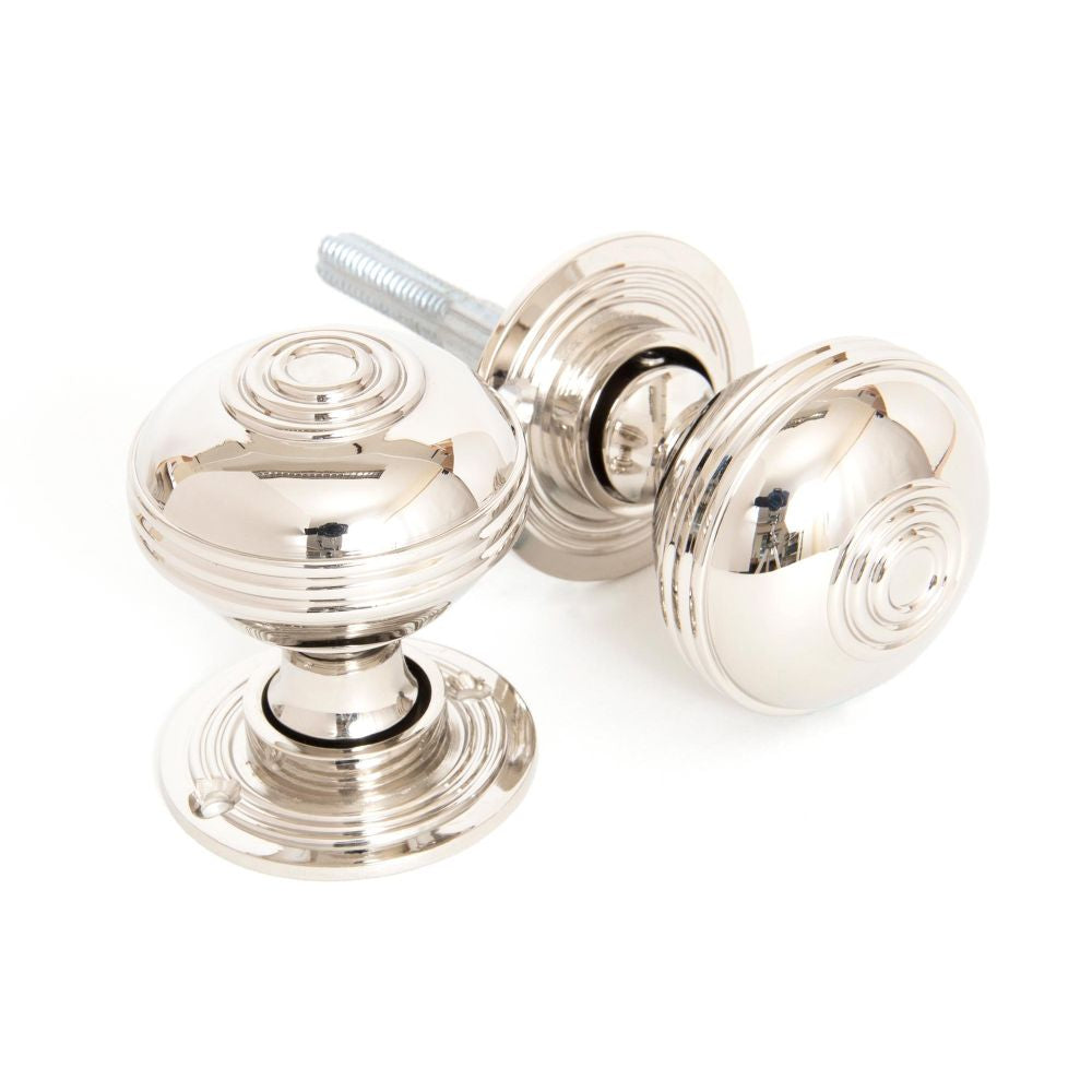 This is an image of From The Anvil - Polished Nickel 50mm Prestbury Mortice/Rim Knob Set available to order from T.H Wiggans Architectural Ironmongery in Kendal, quick delivery and discounted prices.