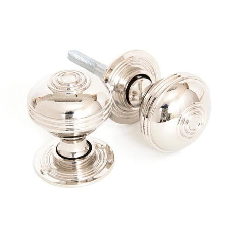 This is an image of From The Anvil - Polished Nickel 50mm Prestbury Mortice/Rim Knob Set available to order from T.H Wiggans Architectural Ironmongery in Kendal, quick delivery and discounted prices.