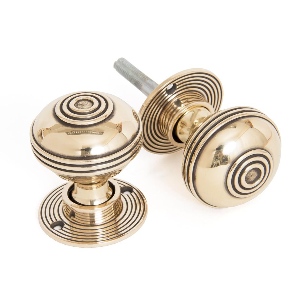 This is an image of From The Anvil - Aged Brass 50mm Prestbury Mortice/Rim Knob Set available to order from T.H Wiggans Architectural Ironmongery in Kendal, quick delivery and discounted prices.