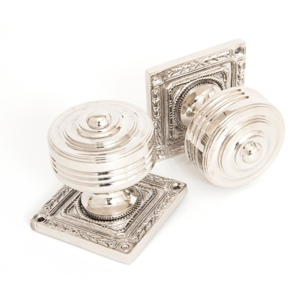 This is an image of From The Anvil - Polished Nickel Tewkesbury Square Mortice Knob Set available to order from T.H Wiggans Architectural Ironmongery in Kendal, quick delivery and discounted prices.