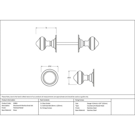 This is an image showing From The Anvil - Polished Nickel Brockworth Mortice Knob Set available from trade door handles, quick delivery and discounted prices