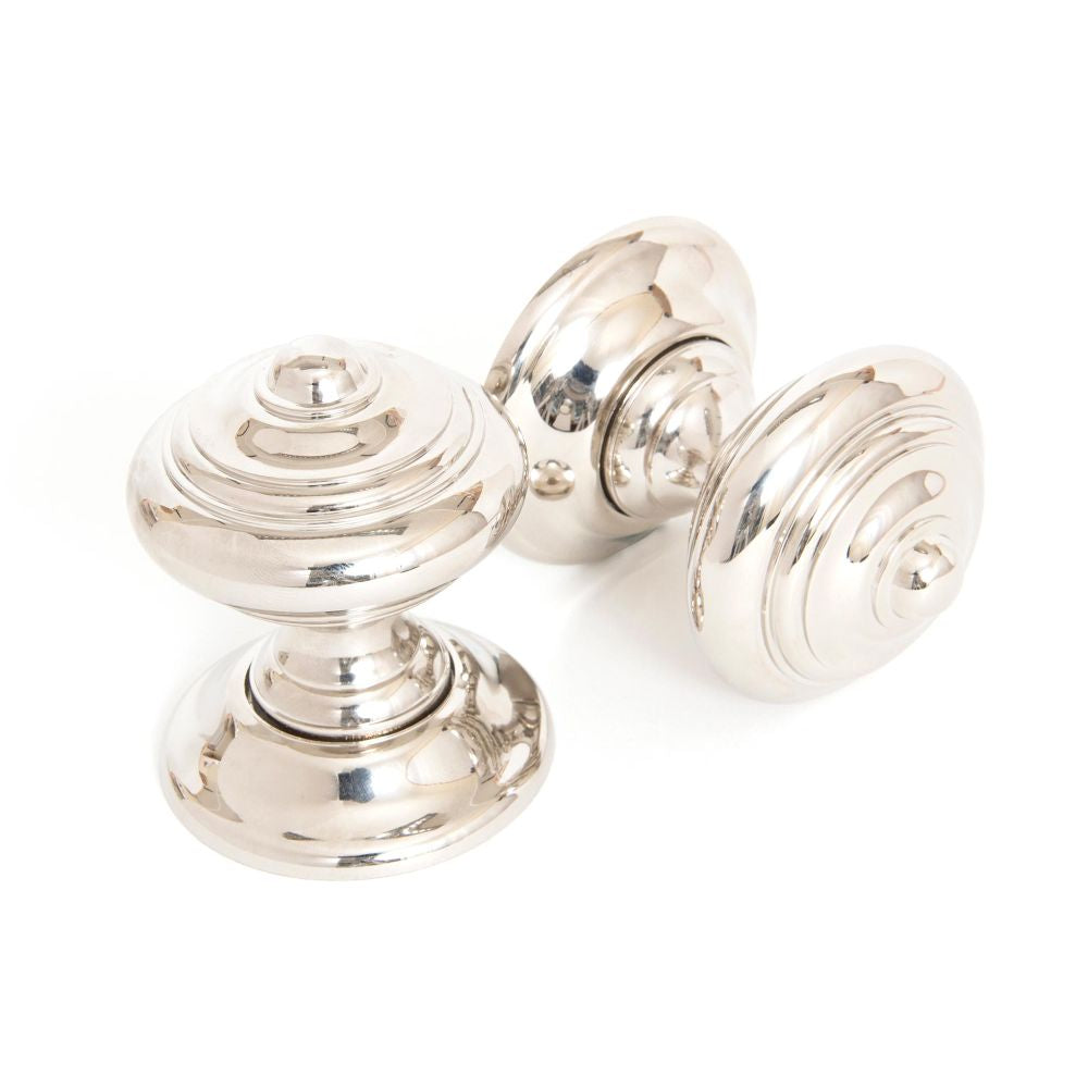 This is an image of From The Anvil - Polished Nickel Elmore Concealed Mortice Knob Set available to order from T.H Wiggans Architectural Ironmongery in Kendal, quick delivery and discounted prices.