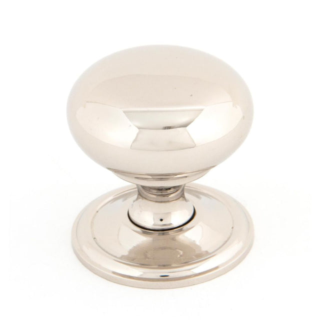 This is an image showing From The Anvil - Polished Nickel Mushroom Cabinet Knob 38mm available from T.H Wiggans Architectural Ironmongery in Kendal, quick delivery and discounted prices