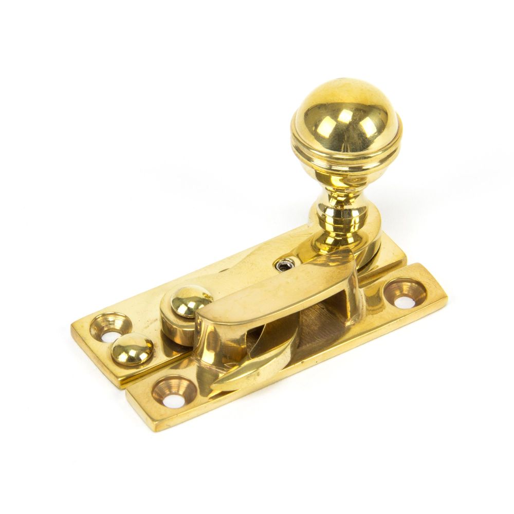 This is an image showing From The Anvil - Polished Brass Prestbury Sash Hook Fastener available from T.H Wiggans Architectural Ironmongery in Kendal, quick delivery and discounted prices