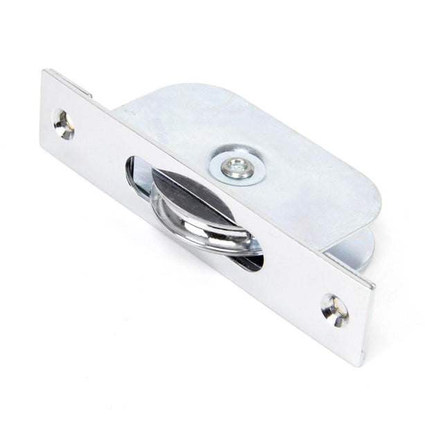 This is an image showing From The Anvil - Polished Chrome Square Ended Sash Pulley 75kg available from T.H Wiggans Architectural Ironmongery in Kendal, quick delivery and discounted prices