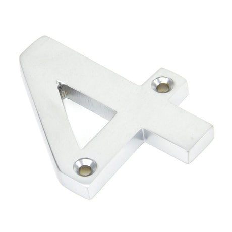 This is an image of From The Anvil - Satin Chrome Numeral 4 available to order from T.H Wiggans Architectural Ironmongery in Kendal, quick delivery and discounted prices.