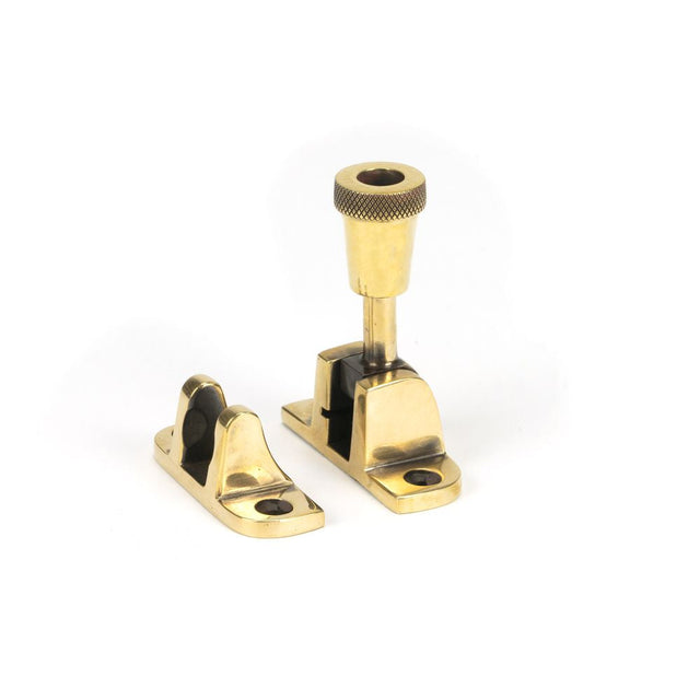 This is an image showing From The Anvil - Aged Brass Brompton Brighton Fastener (Radiused) available from T.H Wiggans Architectural Ironmongery in Kendal, quick delivery and discounted prices