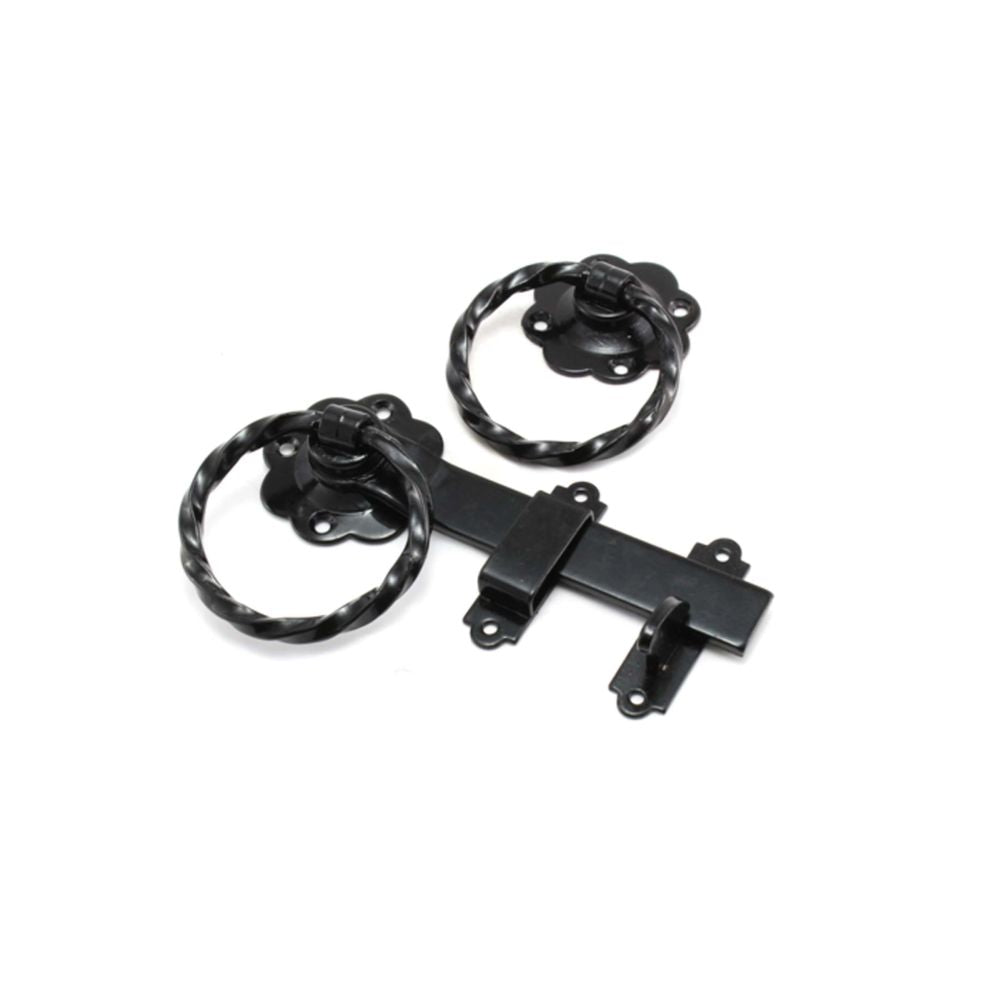 This is an image of Spira Brass - Ring Gate Latch - Twisted Black available to order from T.H Wiggans Architectural Ironmongery in Kendal, quick delivery and discounted prices.