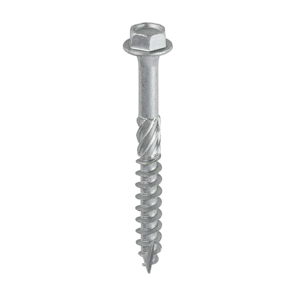 This is an image showing TIMCO Hex Head Timber Screw - Silver - 8.0 x 75 - 10 Pieces TIMbag available from T.H Wiggans Ironmongery in Kendal, quick delivery at discounted prices.