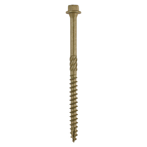 This is an image showing TIMCO Timber Frame Construction & Landscaping Screws - Hex - Exterior - Green Organic - 6.7 x 87 - 50 Pieces Box available from T.H Wiggans Ironmongery in Kendal, quick delivery at discounted prices.