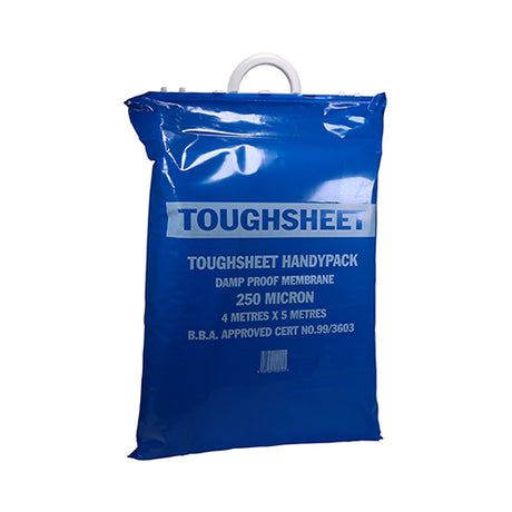 This is an image showing TIMCO Toughsheet Damp Proof Membrane - Handy Pack - Blue - 4m x 5m / 250 microns - 1 Each Bag available from T.H Wiggans Ironmongery in Kendal, quick delivery at discounted prices.