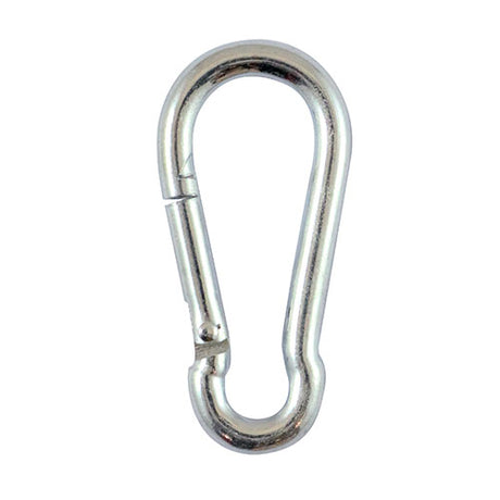 This is an image showing TIMCO Carbine Hooks - Zinc - 8mm - 5 Pieces TIMpac available from T.H Wiggans Ironmongery in Kendal, quick delivery at discounted prices.