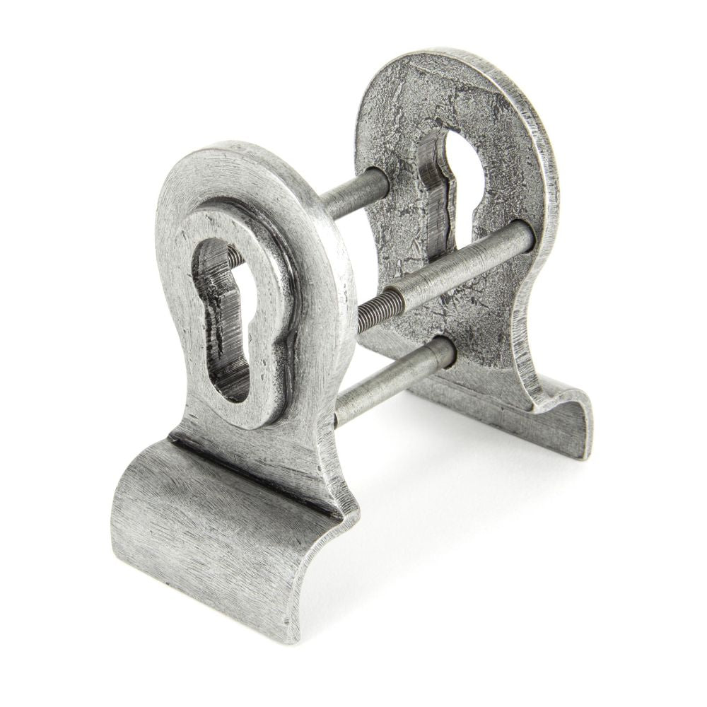 This is an image showing From The Anvil - Pewter 50mm Euro Door Pull (Back to Back fixings) available from trade door handles, quick delivery and discounted prices