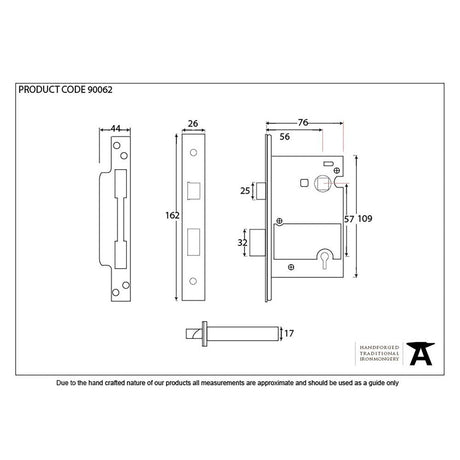 This is an image showing From The Anvil - Black 3" 5 Lever Heavy Duty Sash Lock KA available from T.H Wiggans Architectural Ironmongery in Kendal, quick delivery and discounted prices