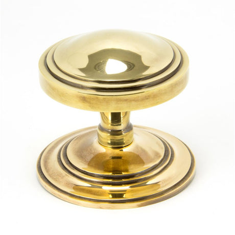 This is an image of From The Anvil - Aged Brass Art Deco Centre Door Knob available to order from T.H Wiggans Architectural Ironmongery in Kendal, quick delivery and discounted prices.