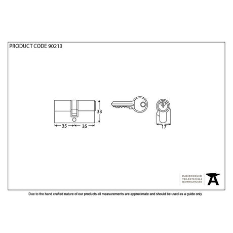 This is an image showing From The Anvil - Satin Chrome 35/35 Euro Cylinder available from T.H Wiggans Architectural Ironmongery in Kendal, quick delivery and discounted prices