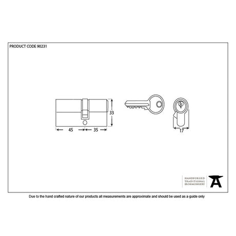 This is an image showing From The Anvil - Black 35/45 6pin Euro Cylinder KA available from T.H Wiggans Architectural Ironmongery in Kendal, quick delivery and discounted prices