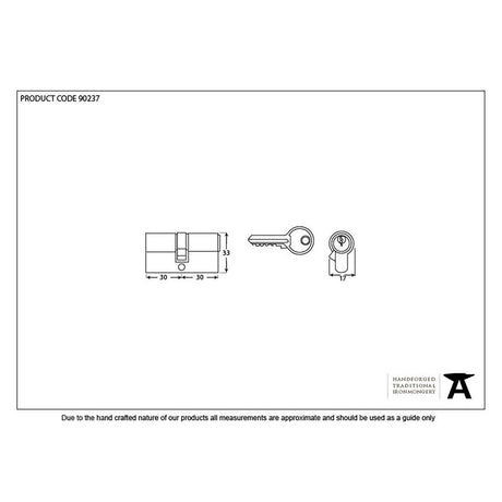 This is an image showing From The Anvil - Black 30/30 6pin Euro Cylinder KA available from T.H Wiggans Architectural Ironmongery in Kendal, quick delivery and discounted prices