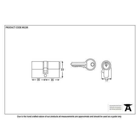 This is an image showing From The Anvil - Black 35/35 6pin Euro Cylinder KA available from T.H Wiggans Architectural Ironmongery in Kendal, quick delivery and discounted prices