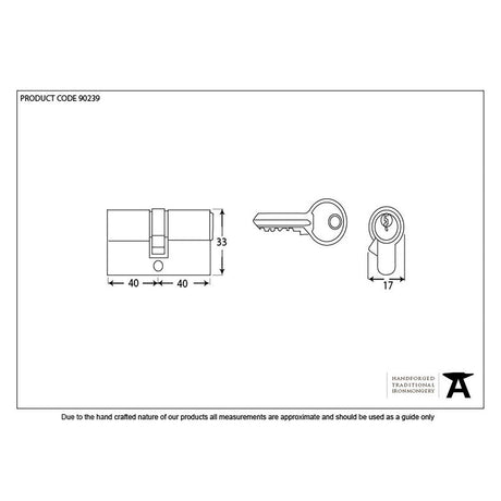 This is an image showing From The Anvil - Black 40/40 6pin Euro Cylinder KA available from T.H Wiggans Architectural Ironmongery in Kendal, quick delivery and discounted prices