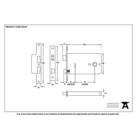 This is an image showing From The Anvil - Black 6" Horizontal 5 Lever Sash Lock available from T.H Wiggans Architectural Ironmongery in Kendal, quick delivery and discounted prices
