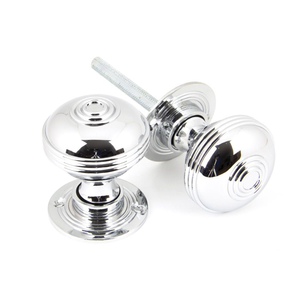 This is an image of From The Anvil - Polished Chrome 50mm Prestbury Mortice/Rim Knob Set available to order from T.H Wiggans Architectural Ironmongery in Kendal, quick delivery and discounted prices.