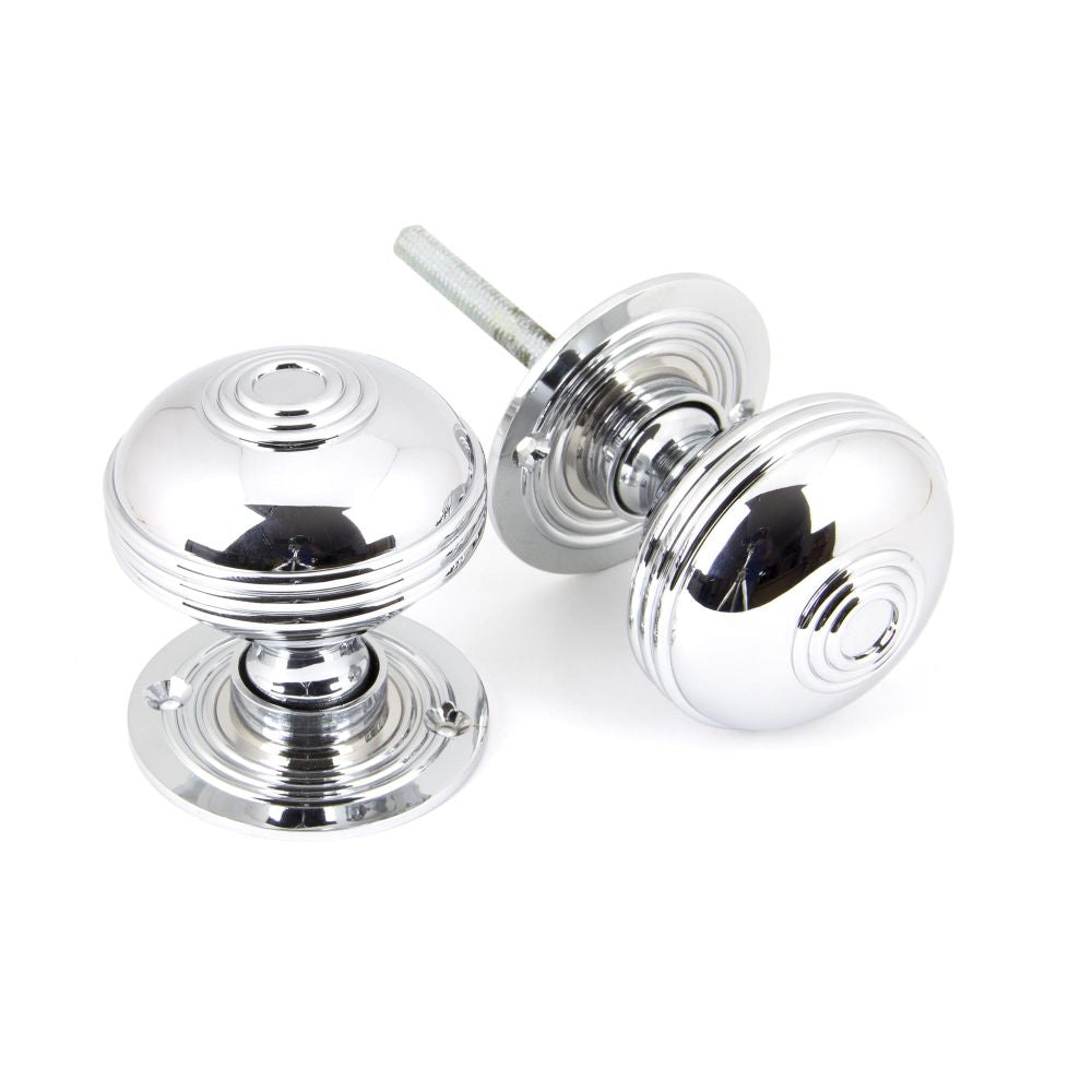 This is an image of From The Anvil - Polished Chrome 63mm Prestbury Mortice/Rim Knob Set available to order from T.H Wiggans Architectural Ironmongery in Kendal, quick delivery and discounted prices.